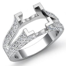 1Ct Diamond Princess Semi Mount Engagement Split Shank Ring Setting 14K Wh Gold