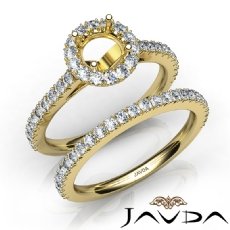 French V Cut Pave Diamond Engagement Ring Round Bridal Sets 14k Gold Yellow  (1.5Ct. tw.)