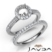 French V Cut Pave Diamond Engagement Ring Round Bridal Sets Platinum 950 1.5Ct - javda.com 