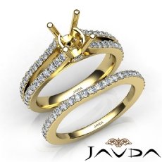 Split Shank Diamond Engagement Ring Round Bridal Set 14k Gold Yellow Semi Mount  (1.1Ct. tw.)