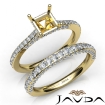 Pave Diamond Engagement Ring Princess Semi Mount Bridal Set 14k Yellow Gold 1.65Ct - javda.com 