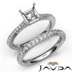 Pave Diamond Engagement Ring Princess Semi Mount Bridal Set 14k White Gold 1.65Ct - javda.com 