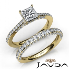 Hidden Halo Pave Bridal Set diamond Ring 14k Gold Yellow