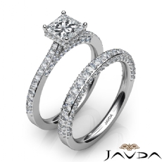 Hidden Halo Pave Bridal Set diamond Ring 18k Gold White