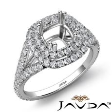 Cushion Semi Mount U Split Diamond Engagement Ring 14k White Gold 1.51 Carat