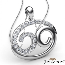 69 Number Pendant 18 Inch Rolo Chain 14k White Gold Round Diamond 0.83Ct