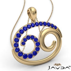 69 Number Pendant 18 Inch Rolo Chain 14k Gold Yellow Round Sapphire Gemstone <Dcarat>