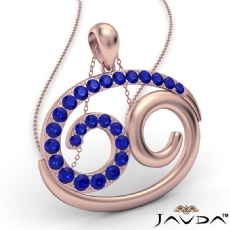 69 Number Pendant 18 Inch Rolo Chain 14k Rose Gold Round Sapphire Gemstone <Dcarat>