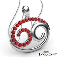 69 Number Pendant 18 Inch Rolo Chain 14k W Gold Round Ruby Gemstone 0.83Ct