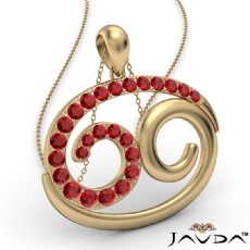 69 Number Pendant 18 Inch Rolo Chain 14k Gold Yellow Round Ruby Gemstone <Dcarat>