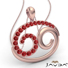69 Number Pendant 18 Inch Rolo Chain 14k Rose Gold Round Ruby Gemstone <Dcarat>