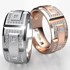 Modern Link Design Diamond Eternity Men's Wedding Band 14k Rose Gold  (1.35Ct. tw.)
