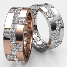 Round & Princess Diamond Eternity Men's Wedding Band 14k White Gold 2 Ct.