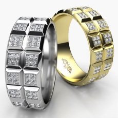 Classic Style Quad Diamond Eternity Men's Wedding Band 18k Gold Yellow  (1.3Ct. tw.)