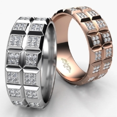 Classic Style Quad Diamond Eternity Men's Wedding Band 14k Rose Gold  (1.3Ct. tw.)