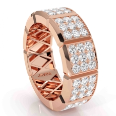 3 Row Diamond Vertical Cuts Men's Eternity Wedding Band 14k Rose Gold  (1.9Ct. tw.)