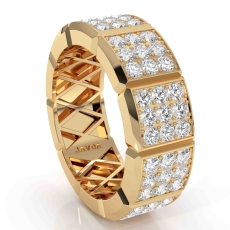 3 Row Diamond Vertical Cuts Men's Eternity Wedding Band 14k Gold Yellow  (1.9Ct. tw.)