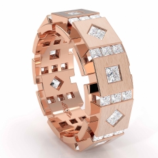 Princess Diamond Box & Kite Eternity Men's Wedding Band in 14k Rose Gold  (3Ct. tw.)