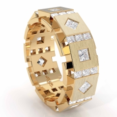 Princess Diamond Box & Kite Eternity Men's Wedding Band in 14k Gold Yellow  (3Ct. tw.)