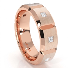 Beveled Edge Matte Men's Diamond Eternity Wedding Band 14k Rose Gold  (0.5Ct. tw.)