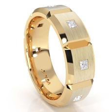 Beveled Edge Matte Men's Diamond Eternity Wedding Band 14k Gold Yellow  (0.5Ct. tw.)