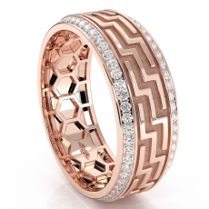 Geometric Greek Key Diamond Eternity Men's Wedding Band 14k Rose Gold  (0.9Ct. tw.)