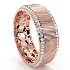 Polished Grooved Round Diamond Eternity Mens Wedding Band 14k Rose Gold  (1.2Ct. tw.)