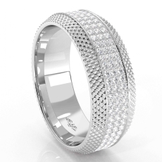 Comfort Fit Diamond Cuts Mens Eternity Wedding Band in 14k White Gold 1.2Ct