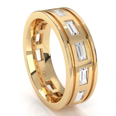 Bezel Set baguette Men's Diamond Eternity Wedding Band 14k Gold Yellow (2.2Ct. tw.)