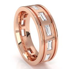 Bezel Set baguette Men's Diamond Eternity Wedding Band 14k Rose Gold (2.2Ct. tw.)