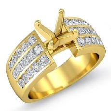Princess Round Diamond Engagement Ring 14k Gold Yellow Channel Setting Semi Mount (1Ct. tw.)