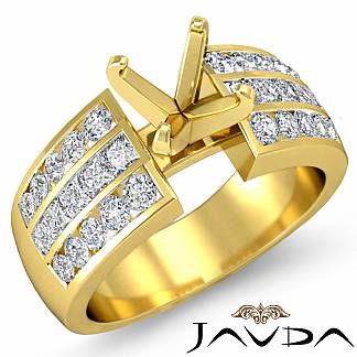 1Ct Princess Round Diamond Engagement Ring 18k Gold Yellow Channel Setting Semi Mount
