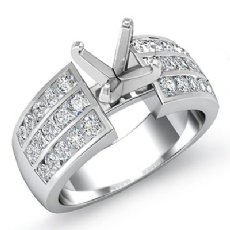 1CT Princess Round Diamond Engagement Ring 14K W Gold Channel Setting Semi Mount