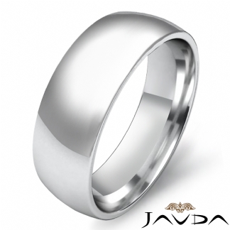 Men Wedding Band Plain Dome Comfort Light Ring 7mm 14k Gold White 7.1g 6-6.75 Sz