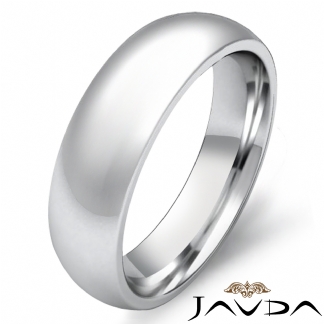 Solid 14k Gold White Plain Dome Wedding Band Men Comfort Ring 6mm 8.5g 8-8.75 Sz