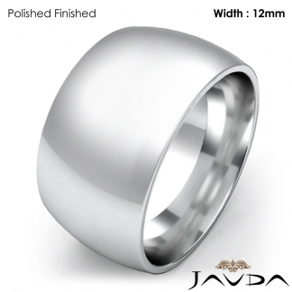 Huge Mens 12mm Solid Platinum 950 Plain Dome Wedding Band Ring 29g 10-10.75 Sz