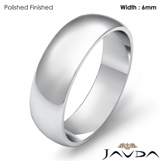 Mens Wedding Band Dome Plain Polish Solid Ring 6mm Platinum 950 9.9g 10-10.75 Sz