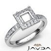 Halo Pave Setting Diamond Engagement Princess Semi Mount Ring Platinum 950 0.45Ct - javda.com 