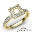 Halo Pave Setting Diamond Engagement Princess Semi Mount Ring 18k Yellow Gold 0.45Ct - javda.com 