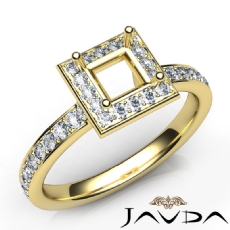 Halo Pave Setting Diamond Engagement Princess Semi Mount Ring 14k Gold Yellow  (0.45Ct. tw.)