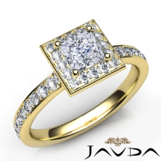 Tall Cathedral Halo Micro Pave diamond Ring 14k Gold Yellow