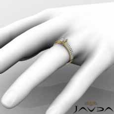 Scalloped Pave Sidestone diamond Ring 14k Gold Yellow