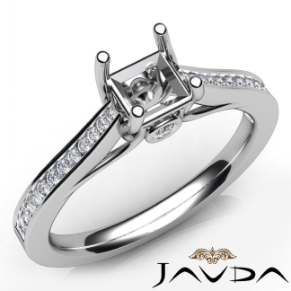 Channel Setting Diamond Engagement Princess Semi Mount Ring 18k Gold White 0.3Ct