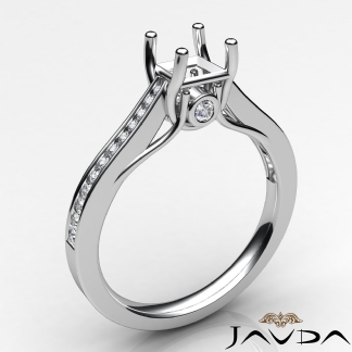 Channel Setting Diamond Engagement Princess Semi Mount Ring 18k Gold White 0.3Ct