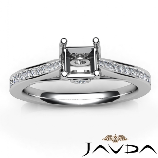 Channel Setting Diamond Engagement Princess Semi Mount Ring 18k Gold White 0.3Ct