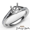 Diamond Engagement Pave Setting Princess Semi Mount Ring Platinum 950 0.35Ct - javda.com 