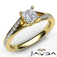 4 Prong Classic Side Stone diamond Ring 14k Gold Yellow