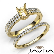 Diamond Engagement Ring Cushion Semi Mount U Cut Bridal Set 14k Gold Yellow  (0.8Ct. tw.)