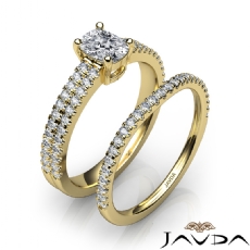 Four Prong 2 Row Bridal Set diamond Ring 14k Gold Yellow