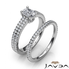 Four Prong 2 Row Bridal Set diamond Ring Platinum 950